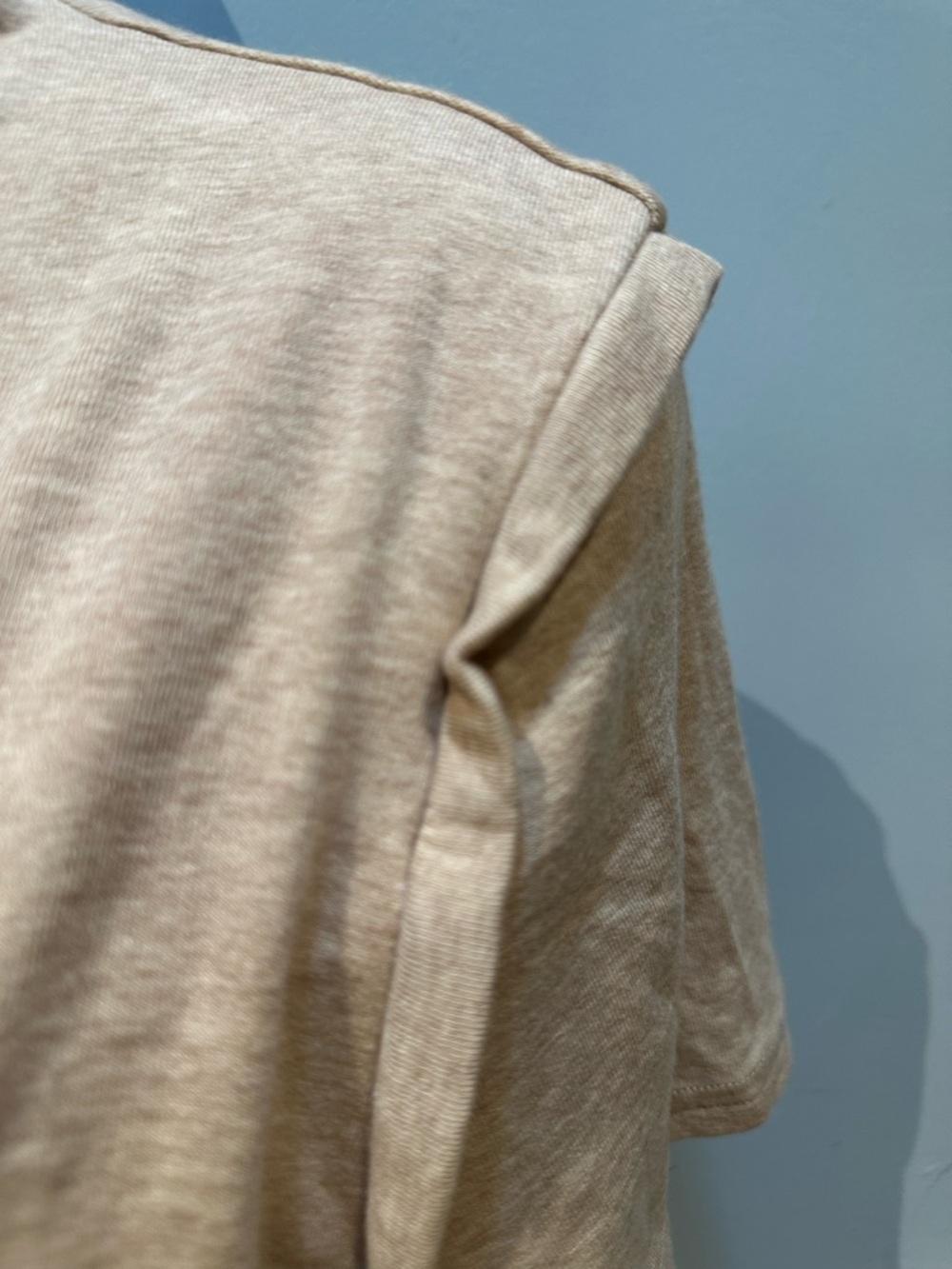 OGL Women's Short Sleeve Built-In Bra Top in Light Beige - Picture 10 of 16